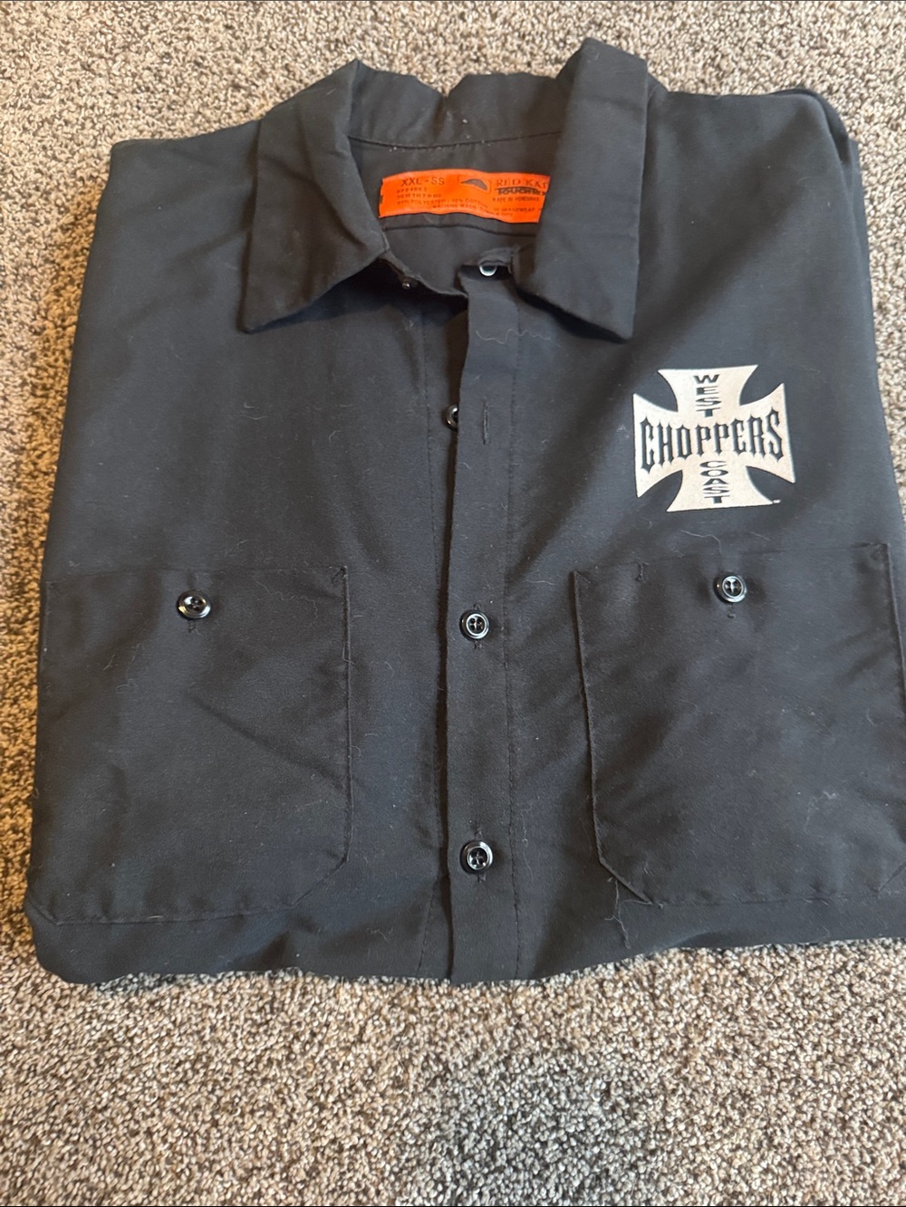 West Coast Choppers  Black Men's Button-Down Work Shirt -2XL